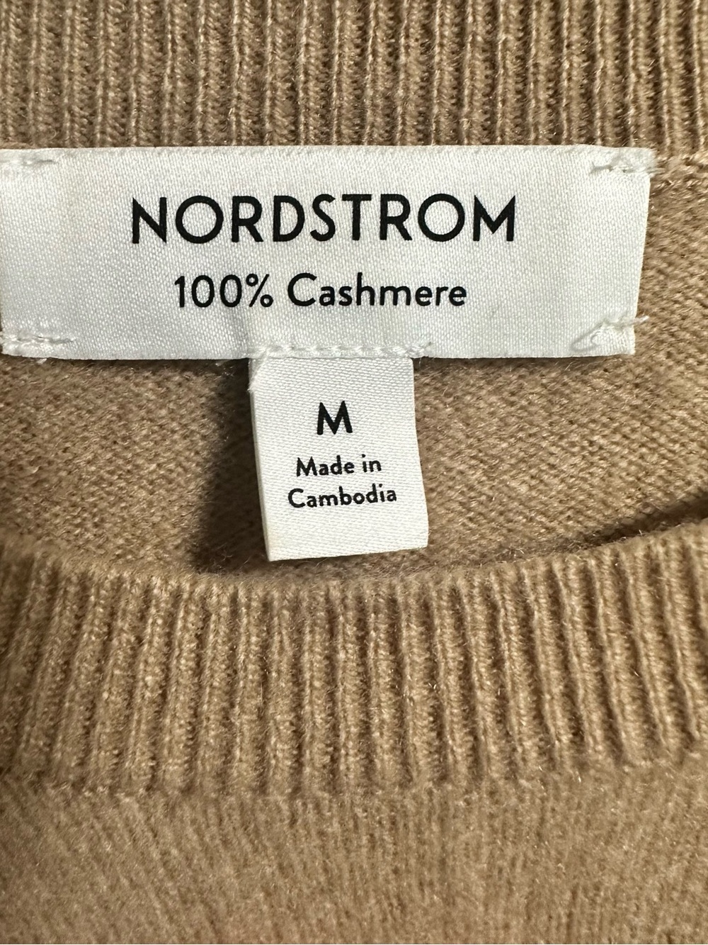 Nordstrom Cashmere Crewneck Sweater - Camel Size Medium - Picture 3 of 4